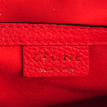 Celine Drummed Calfskin Nano Luggage Coquelicot 6 of 7