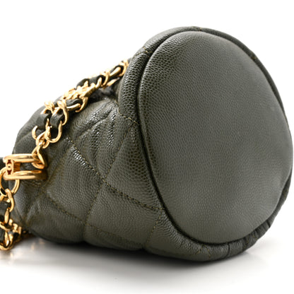 Chanel Caviar Quilted Coco First Bucket Clutch With Chain Khaki 9 of 11