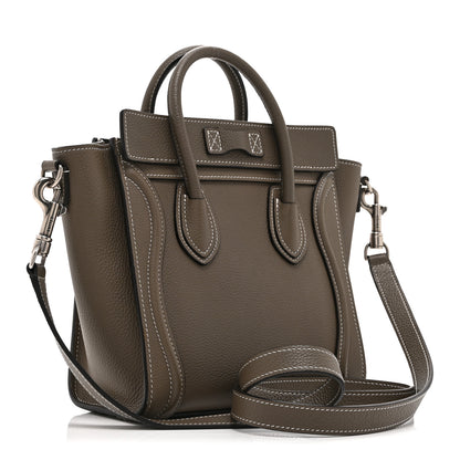 Celine Drummed Calfskin Nano Luggage Souris 3 of 10