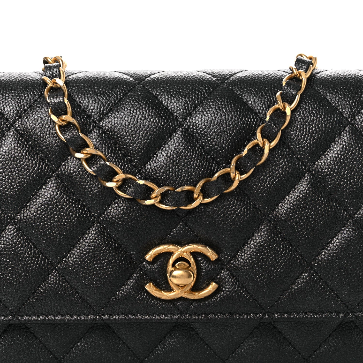 Chanel Pearly Caviar Quilted Fit For You Wallet On Chain WOC Black 9 of 13