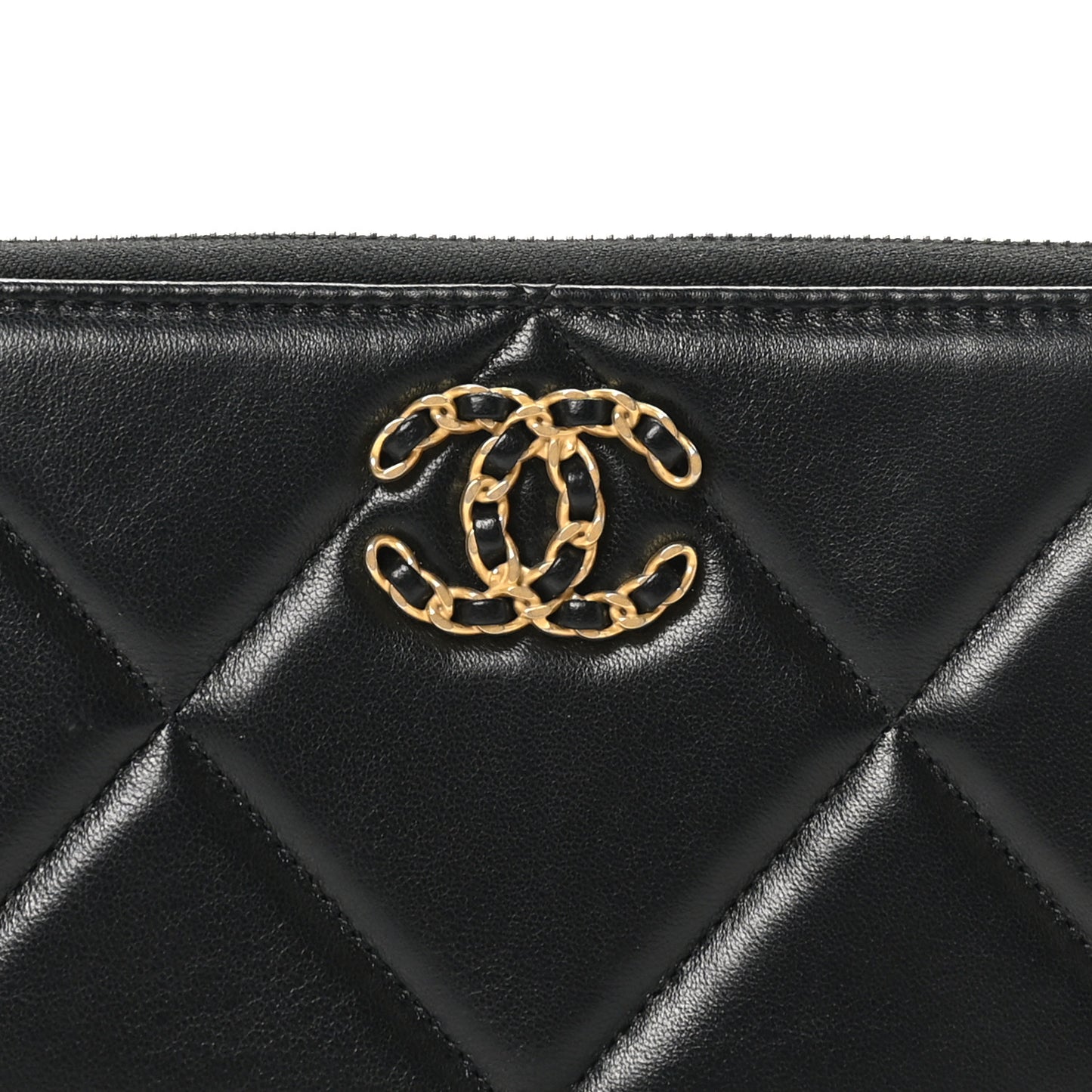 Lambskin Quilted 19 Long Zipped Around Wallet Black