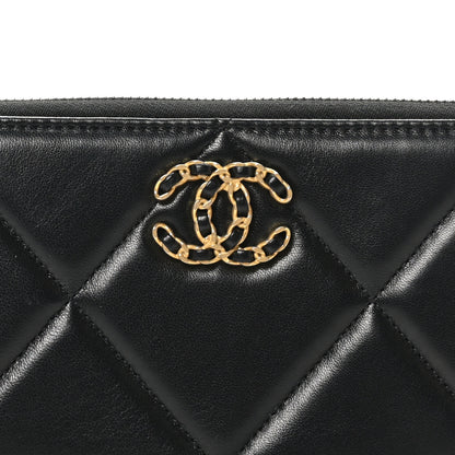 Chanel Lambskin Quilted 19 Long Zipped Around Wallet Black 9 of 10