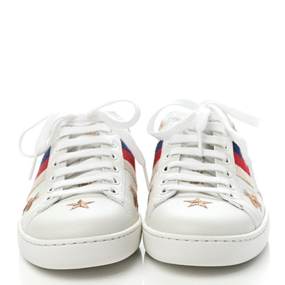 Gucci Calfskin Bee Star Embroidered Sylvie Web Ace Sneakers 36 White 2 of 8