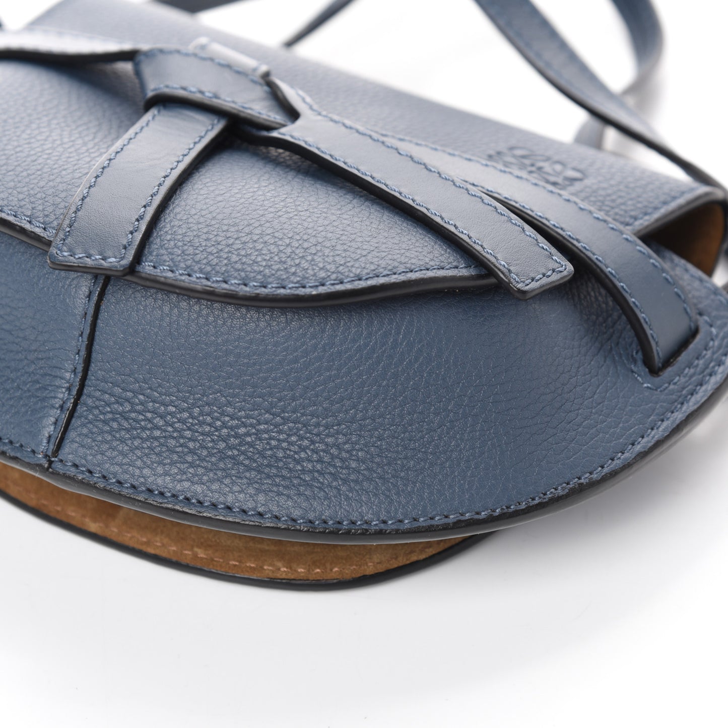 Grained Calfskin Mini Gate Crossbody Bag Steel Blue