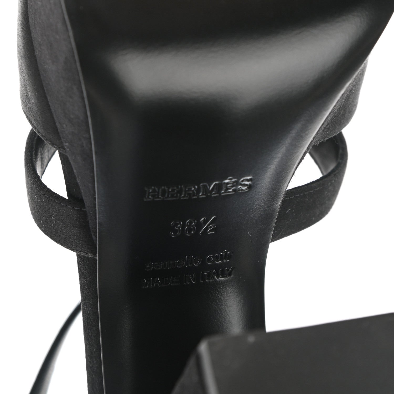 Hermes Velvet Goatskin Calas Sandals 38.5 Black 6 of 9
