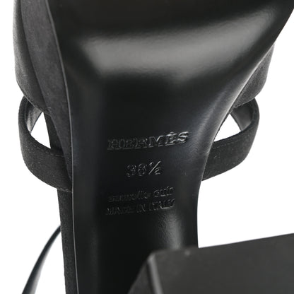 Hermes Velvet Goatskin Calas Sandals 38.5 Black 6 of 9
