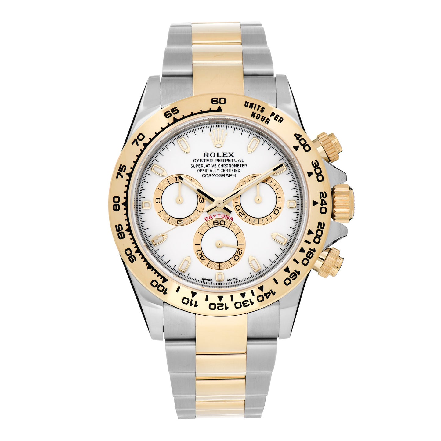 Stainless Steel 18K Yellow Gold 40mm Oyster Perpetual Cosmograph Daytona Watch White 116503