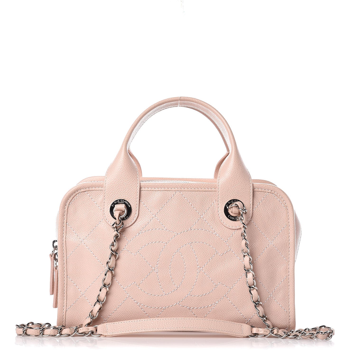 Chanel Caviar Quilted Small Deauville Bowling Bag Light Pink 1 of 13