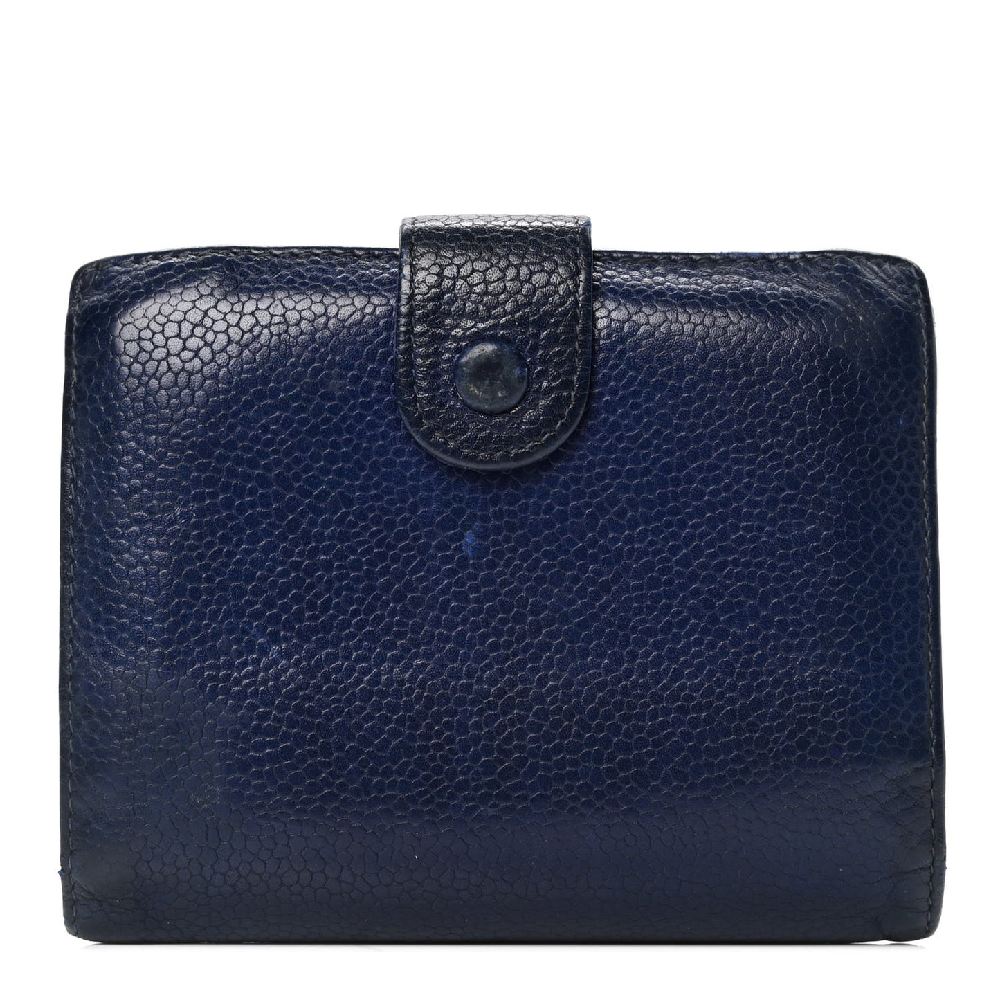 Caviar Timeless CC Compact French Wallet Navy Blue
