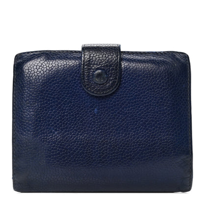 Chanel Caviar Timeless CC Compact French Wallet Navy Blue 1 of 5