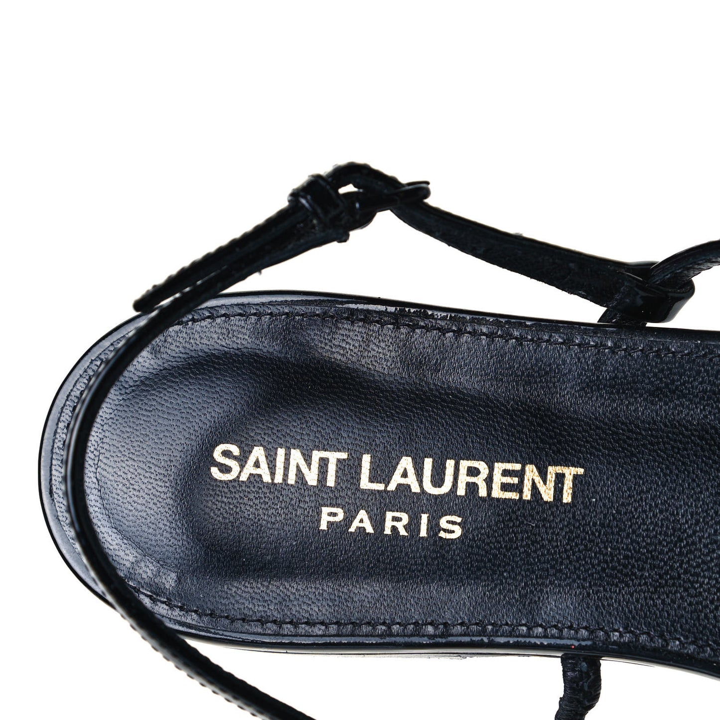 Patent Calfskin Cassandra Monogram Sandals 38.5 Black