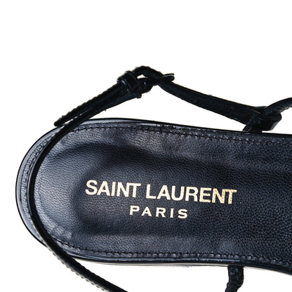 Saint Laurent Patent Calfskin Cassandra Monogram Sandals 38.5 Black 6 of 9