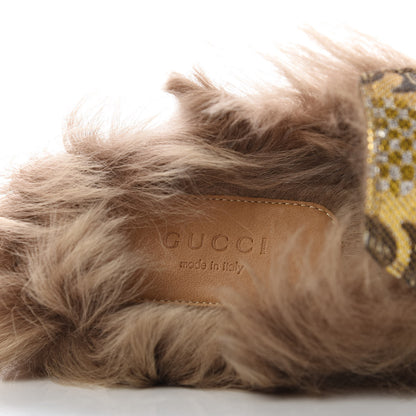 Gucci Brocade Fur Womens Princetown Slippers 37.5 Brown 7 of 8