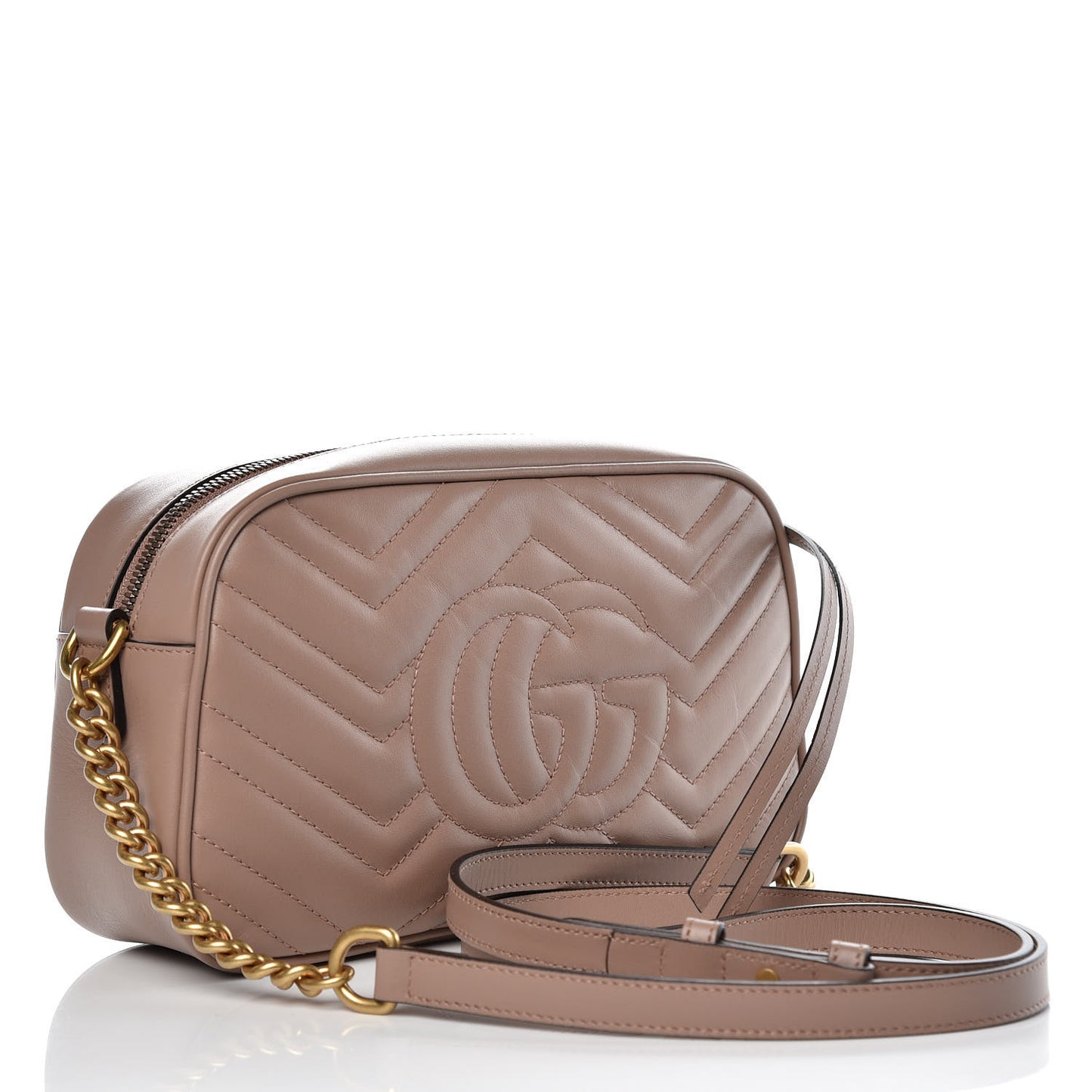 Calfskin Matelasse Small GG Marmont Chain Shoulder Bag Porcelain Rose