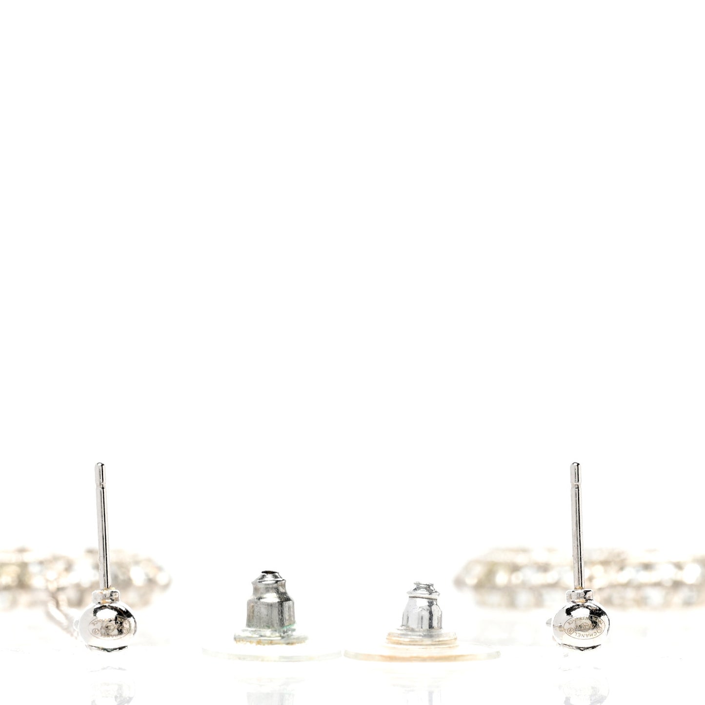 Baguette Crystal CC Drop Earrings Silver