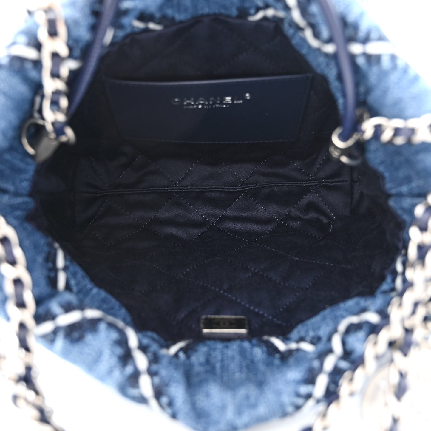Denim Stitched Quilted Mini Chanel 22 Blue
