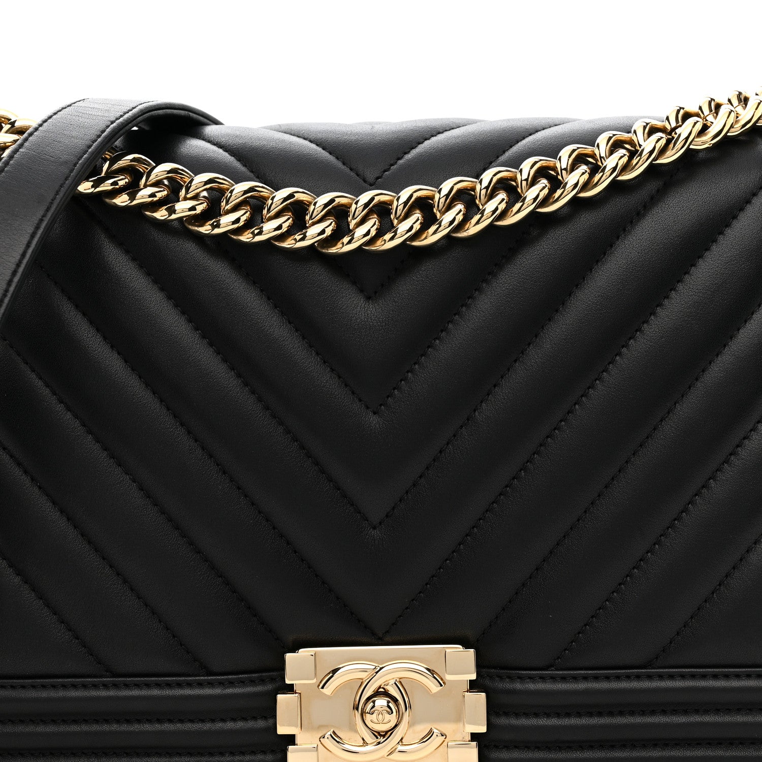 Chanel Calfskin Chevron Quilted New Medium Boy Flap Black 8 of 12