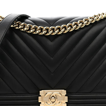 Chanel Calfskin Chevron Quilted New Medium Boy Flap Black 8 of 12