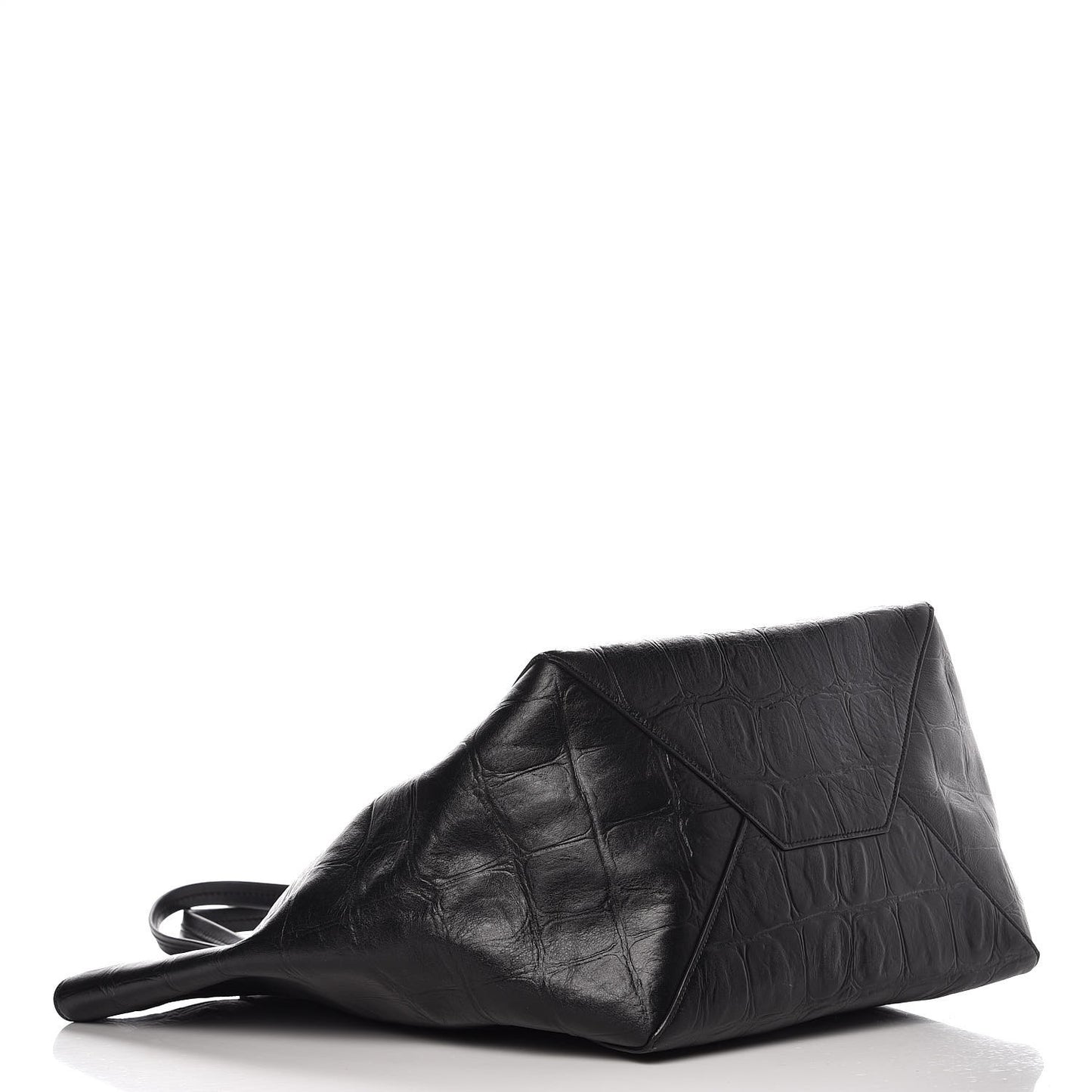 Crocodile Embossed Calfskin Medium Belt Cabas Phantom Black
