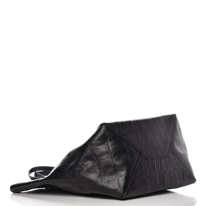 Celine Crocodile Embossed Calfskin Medium Belt Cabas Phantom Black 4 of 7