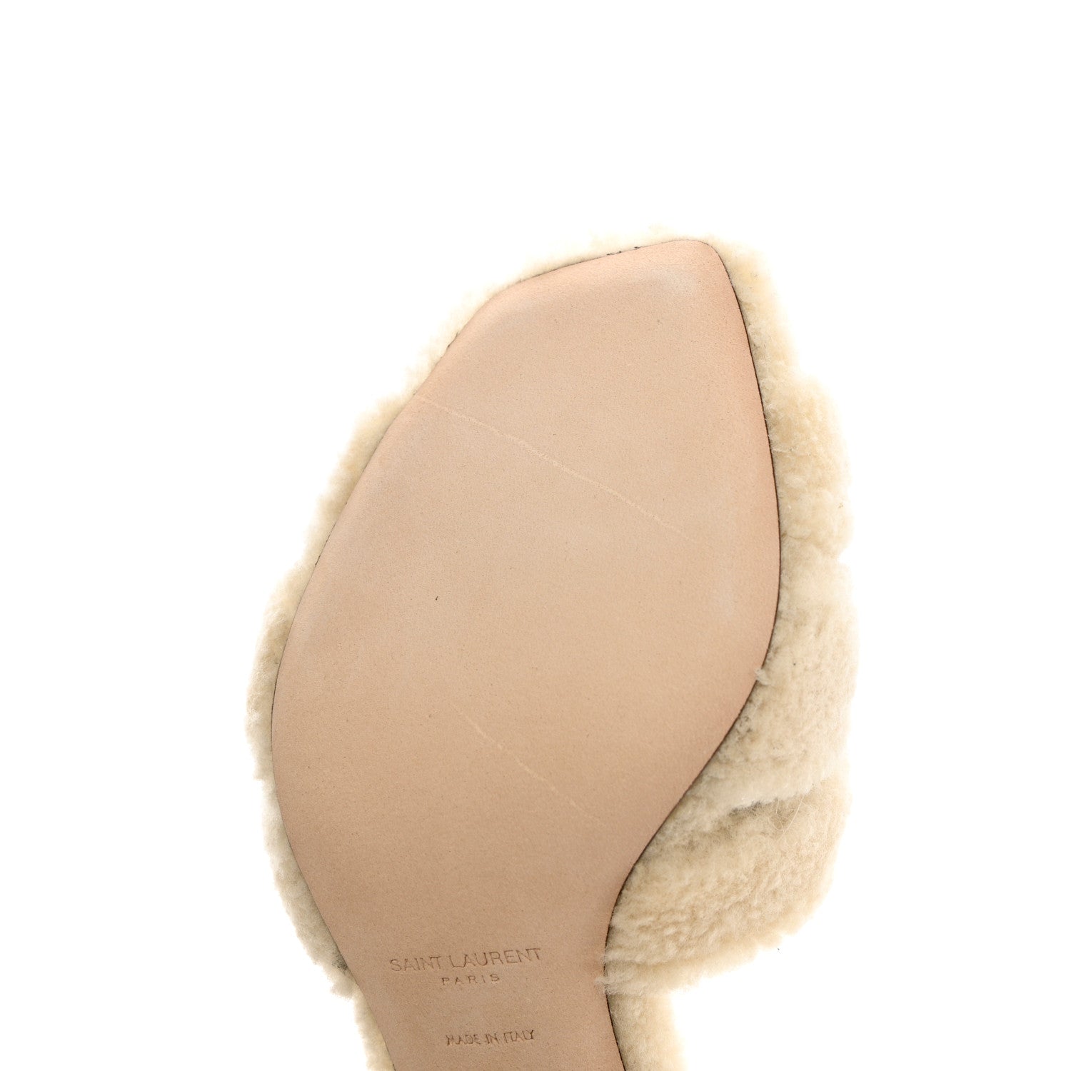 Saint Laurent Shearling Tribute Mule Sandals 37 Naturale 8 of 9