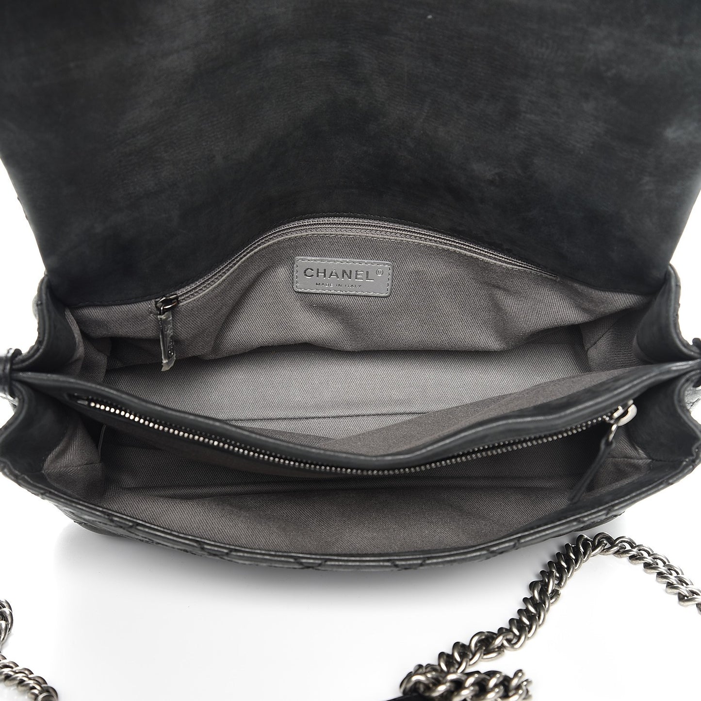 Iridescent Calfskin Large Coco Daily Flap Black