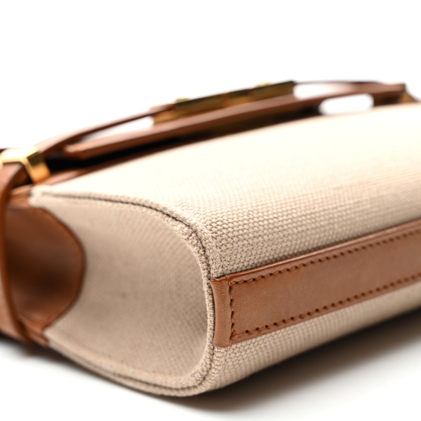 Canvas Calfskin Mini Manhattan Shoulder Bag  Natural Beige Brick
