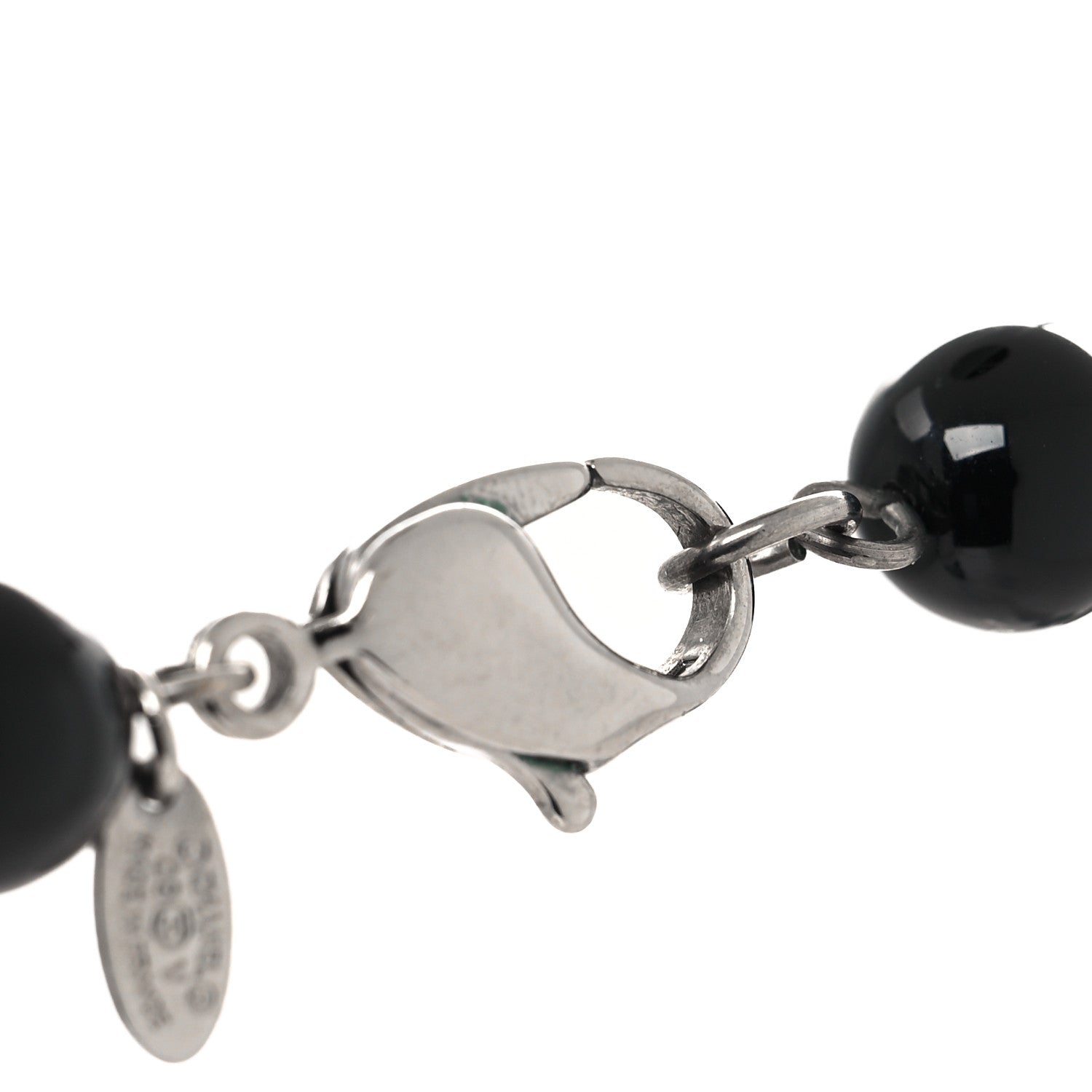 Chanel Ruthenium Beaded CC Long Necklace Black 4 of 5