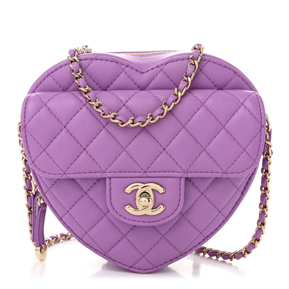 Chanel Lambskin Quilted CC In Love Heart Bag Purple 1 of 10