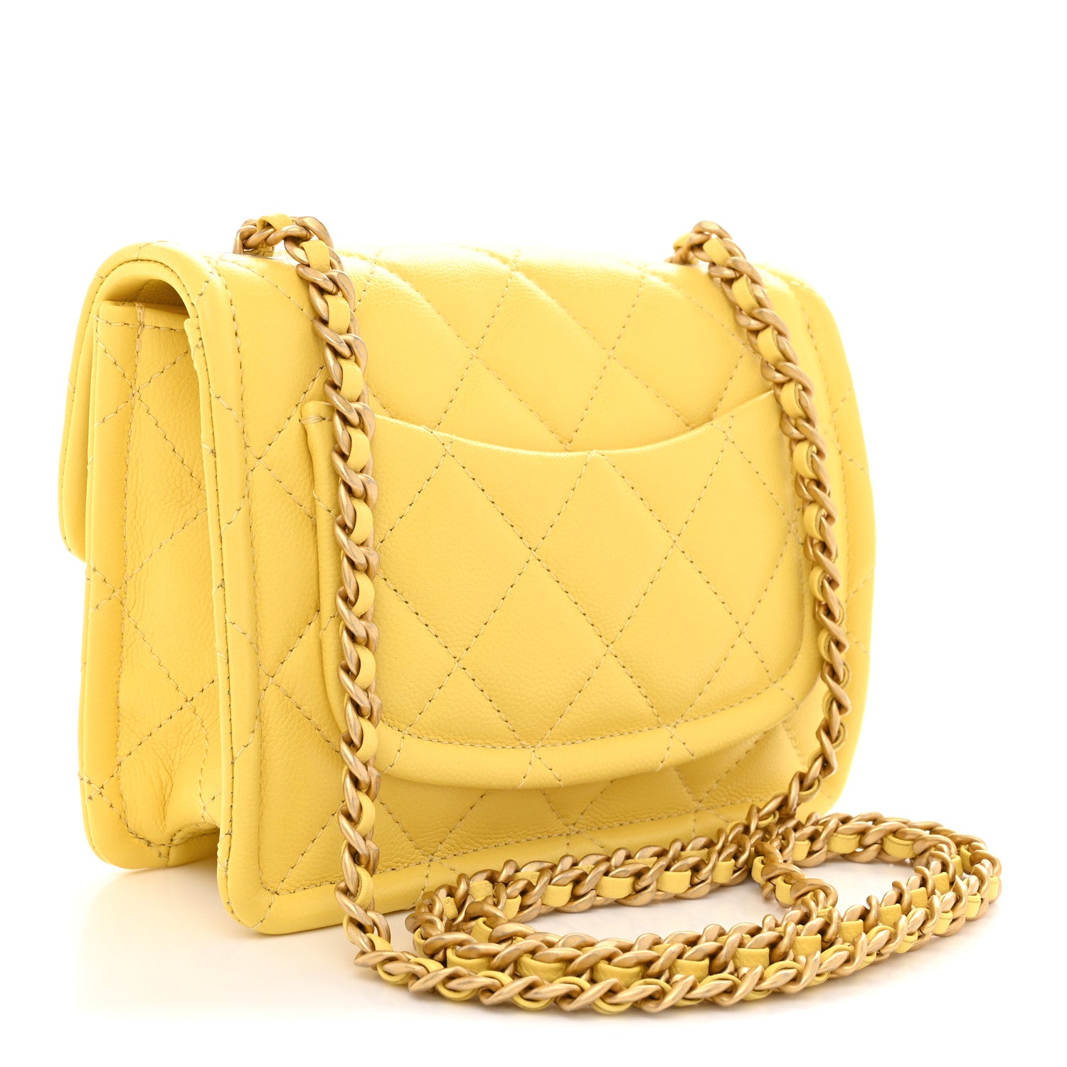 Chanel Caviar Quilted Mini Sweet Classic Flap Yellow 3 of 11
