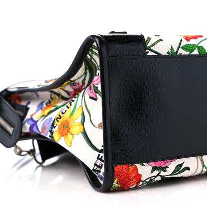 Balenciaga X GUCCI Canvas Azalea Calfskin Flora Logo Print Neo Classic Silver Hardware Medium City White Multicolor Black 9 of 11