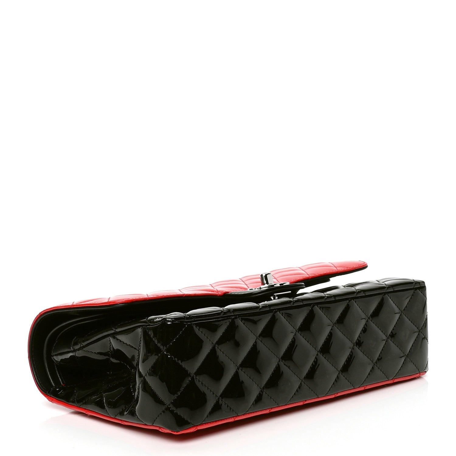 Chanel Patent Calfskin Quilted Bi-Color Medium Double Flap Black Red 3 of 5