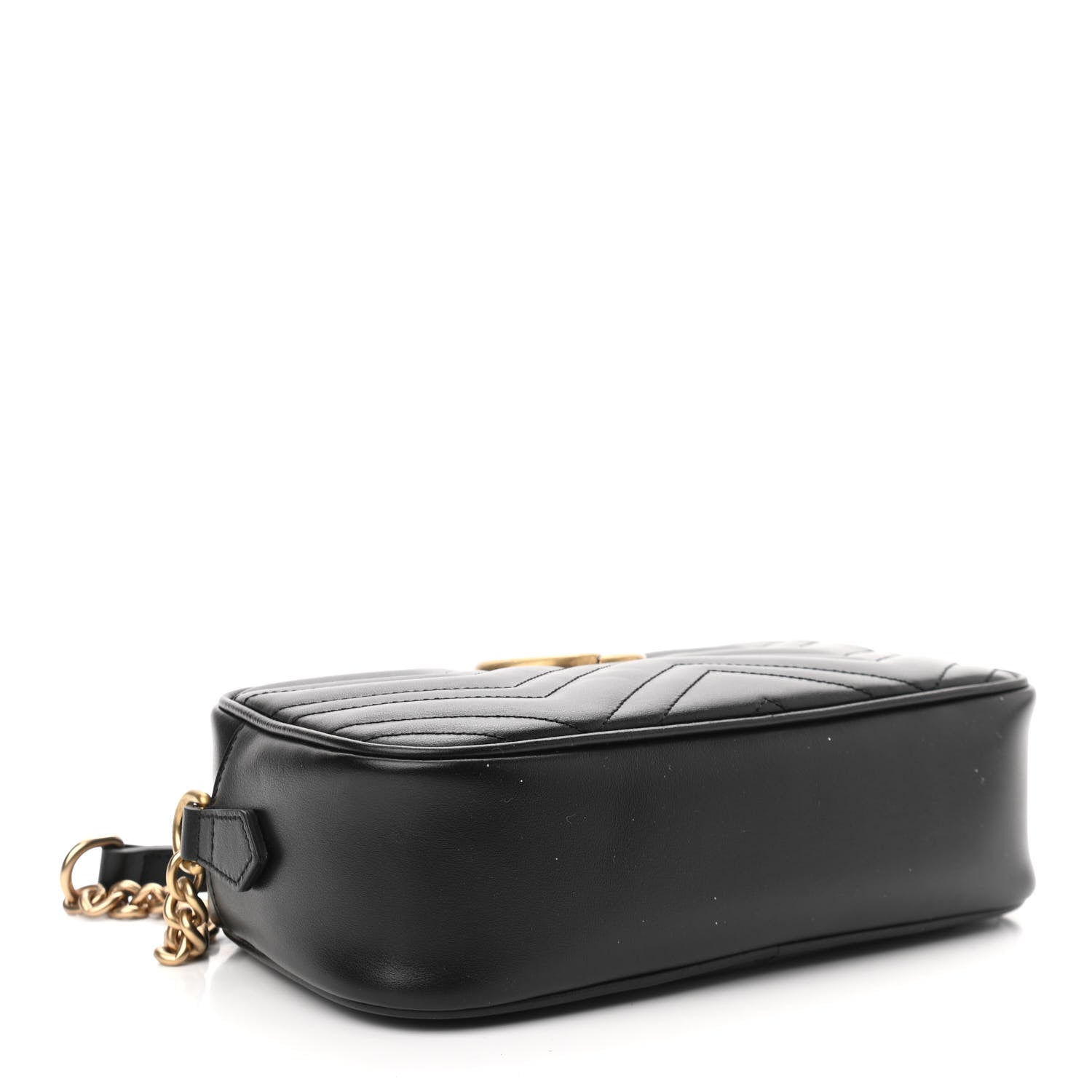 Gucci Calfskin Matelasse Small GG Marmont Chain Shoulder Bag Black 4 of 13