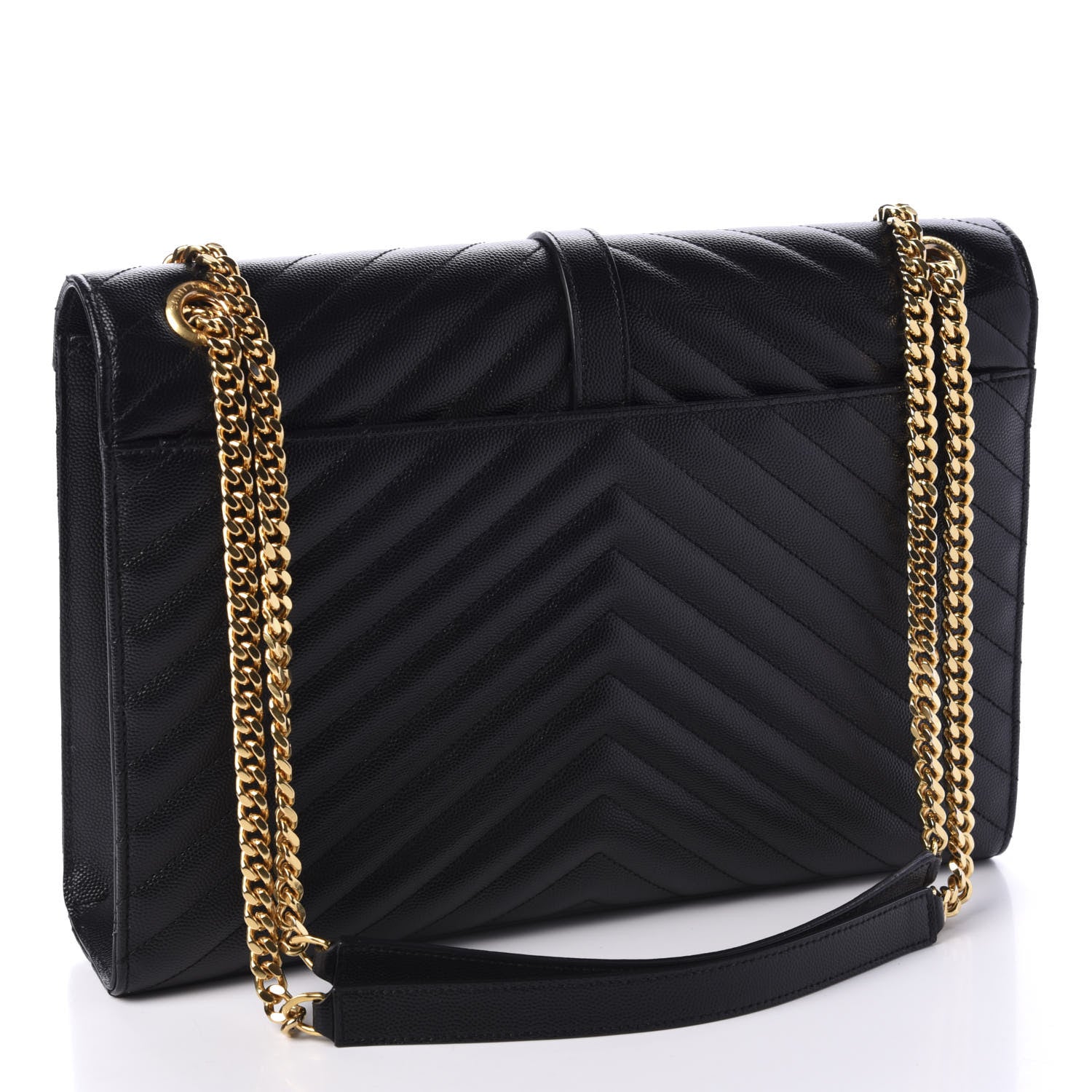 Saint Laurent Grain De Poudre Matelasse Chevron Large Monogram Satchel Black 3 of 11
