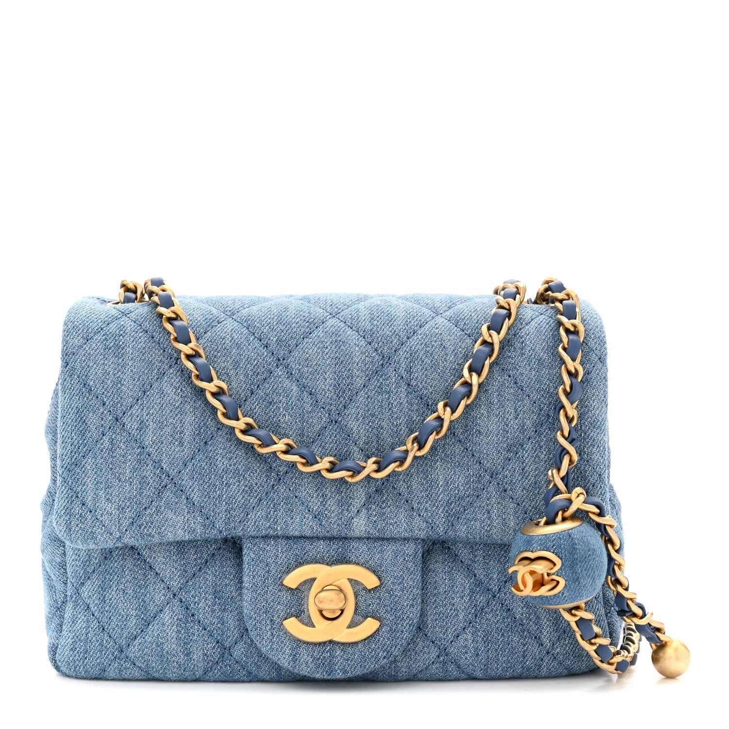 Chanel Denim Quilted Mini Pearl Crush Flap Blue 1 of 10