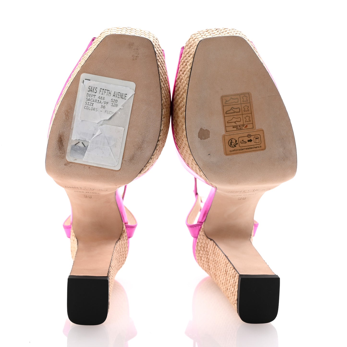 Metallic Nappa Raffia Sacaria 120 Ankle Strap Platform Sandals 36 Fuchsia Natural