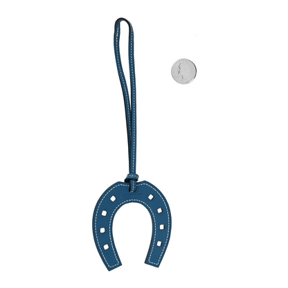 Hermes Swift Paddock Horseshoe Bag Charm Bleu De Galice Natural Sable 2 of 3