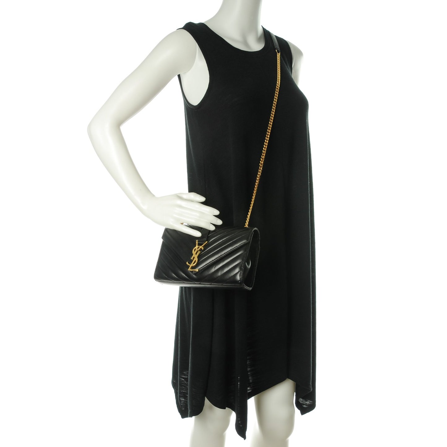 Lambskin Matelasse Chevron Small Monogram Satchel Black