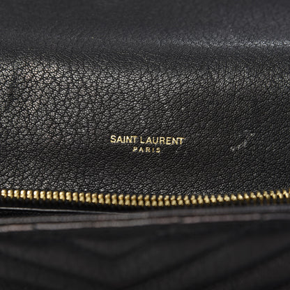 Saint Laurent Sheepskin Matelasse Chevron Monogram Large College Satchel Black 7 of 13