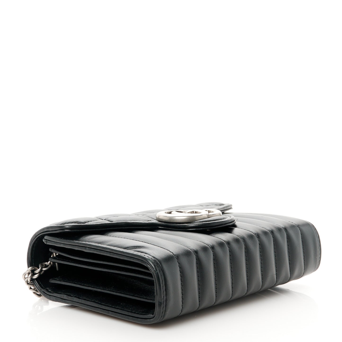 Calfskin Matelasse Aria GG Marmont Chain Wallet Black