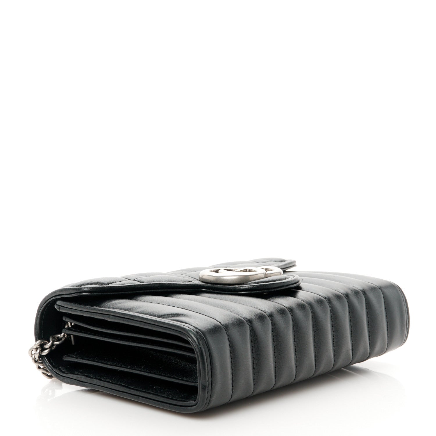 Gucci Calfskin Matelasse Aria GG Marmont Chain Wallet Black 4 of 10
