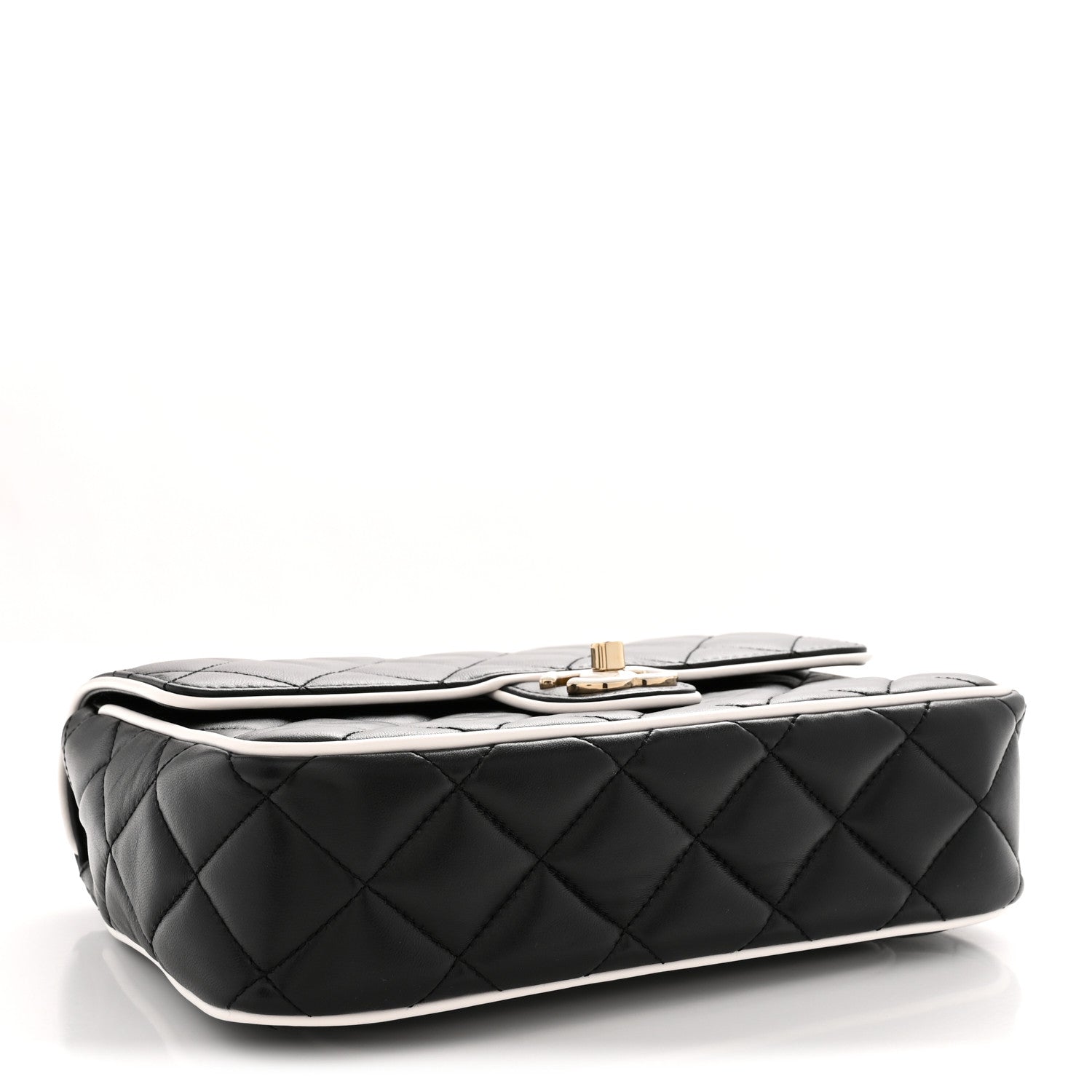 Chanel Lambskin Quilted Resin Graphic Frame Flap Bag Black White 4 of 11