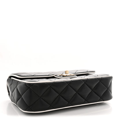 Chanel Lambskin Quilted Resin Graphic Frame Flap Bag Black White 4 of 11