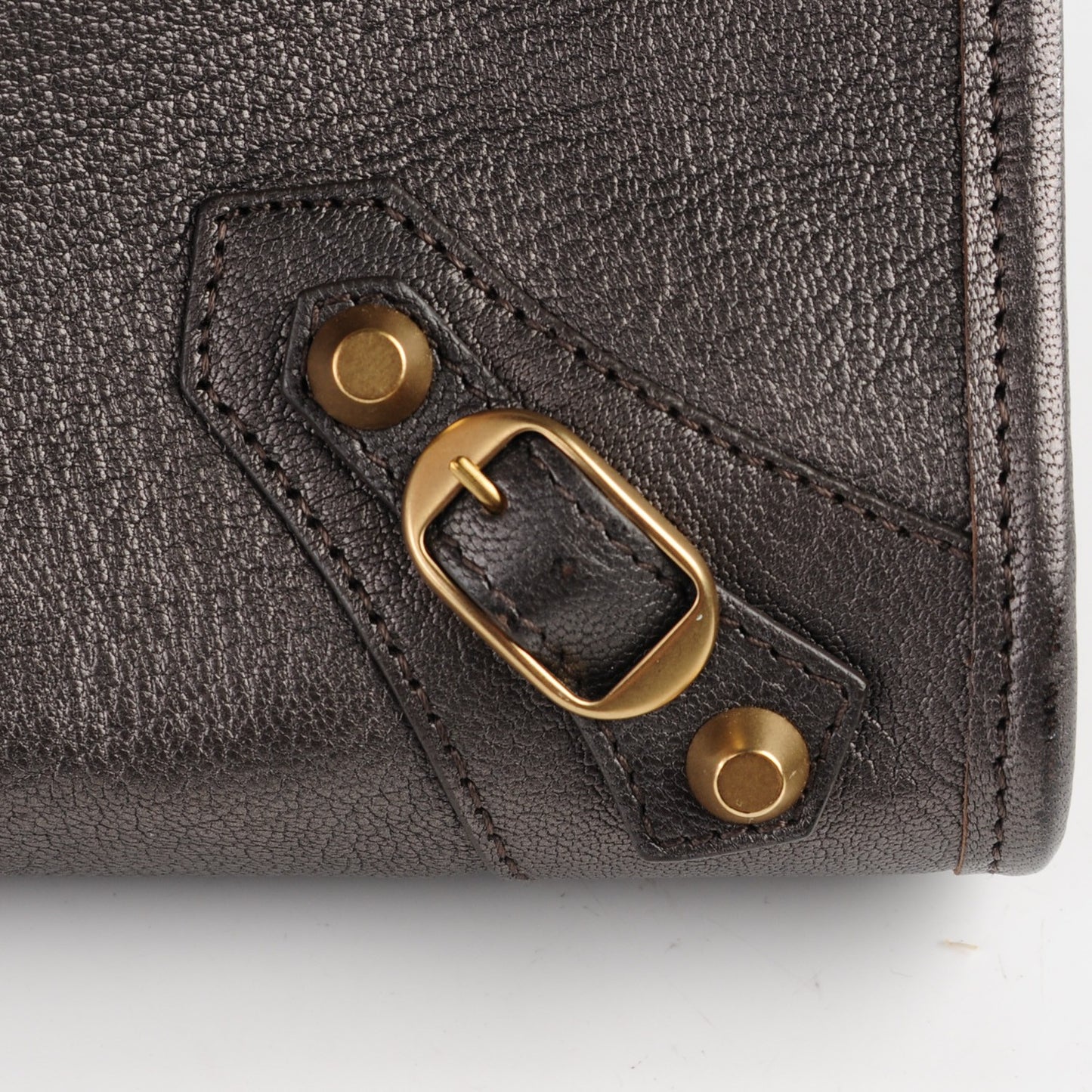 Pearlescent Goatskin Classic Gold Hardware City Bronze