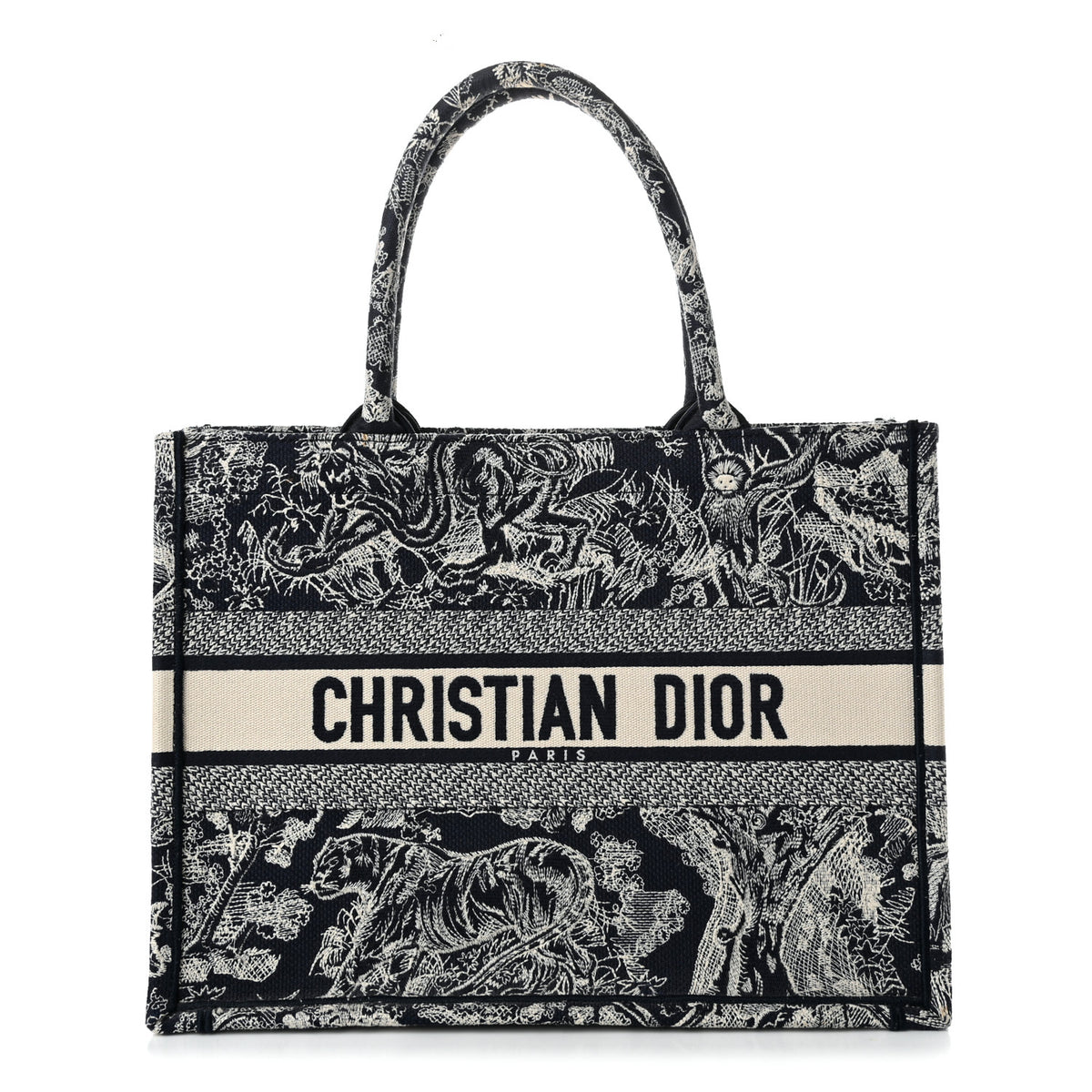 Christian Dior Canvas Embroidered Medium Dioriviera Toile De Jouy Reverse Book Tote Blue 1 of 9
