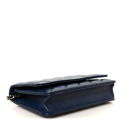 Chanel Caviar Quilted Wallet on Chain WOC Navy Blue 4 of 11