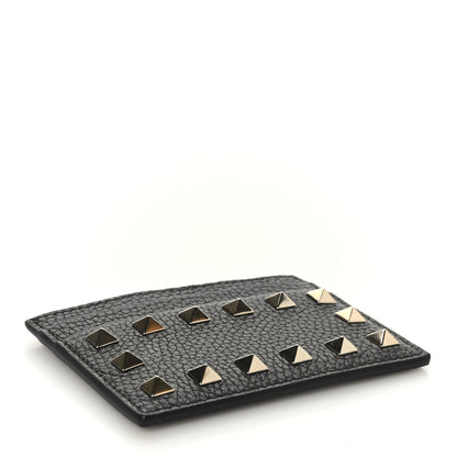 Valentino Garavani Pebbled Calfskin Rockstud Card Holder Black 4 of 7