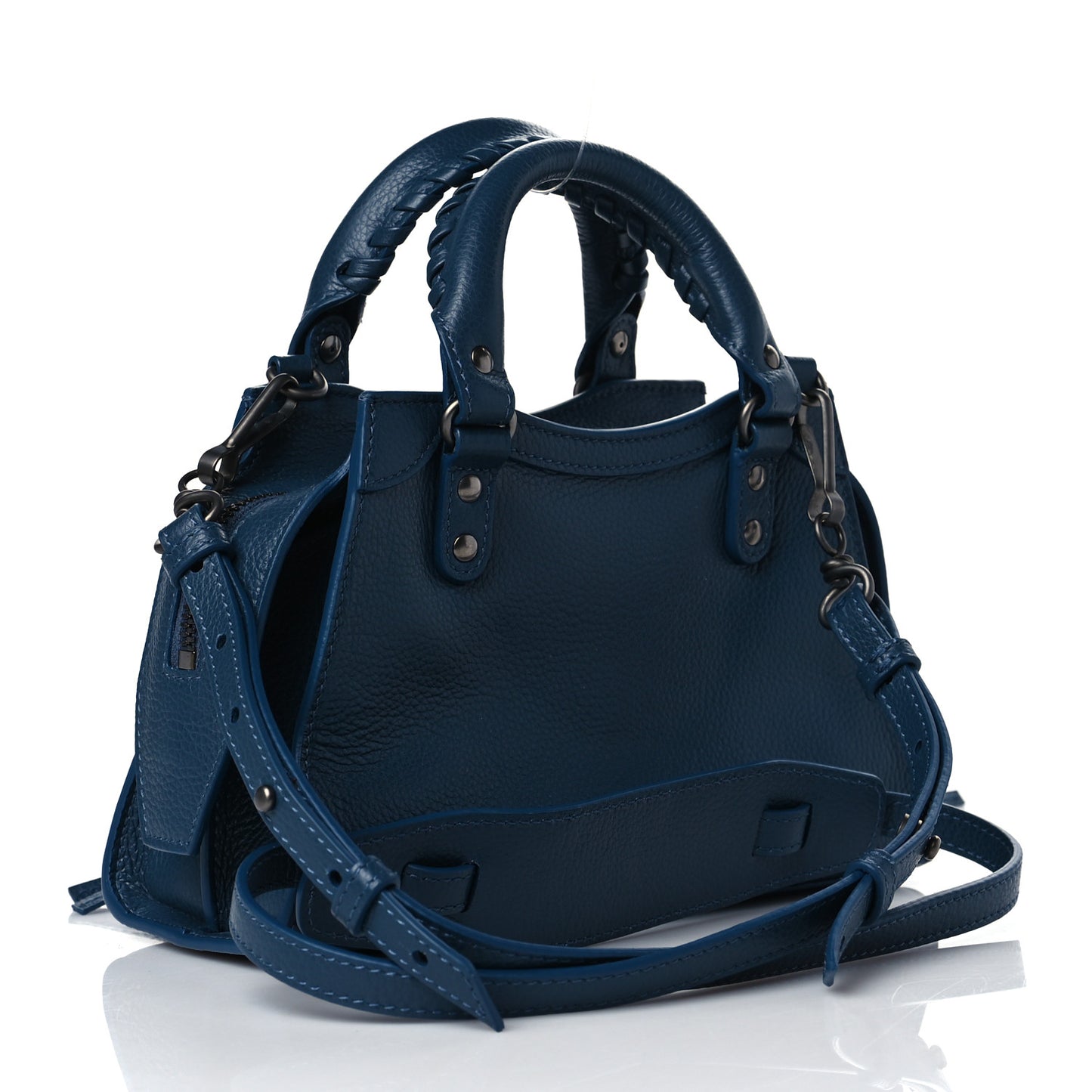 Grained Calfskin Neo Classic Silver Hardware Mini City Petrol Blue