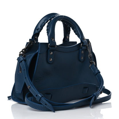 Balenciaga Grained Calfskin Neo Classic Silver Hardware Mini City Petrol Blue 2 of 9