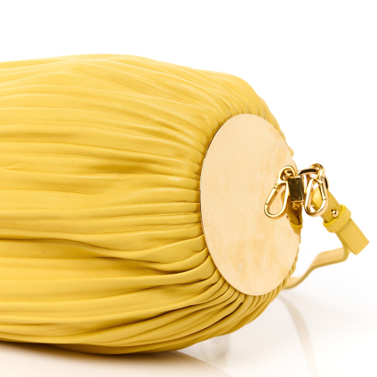 Loewe Lambskin Pleated Bracelet Pouch Yellow 9 of 9